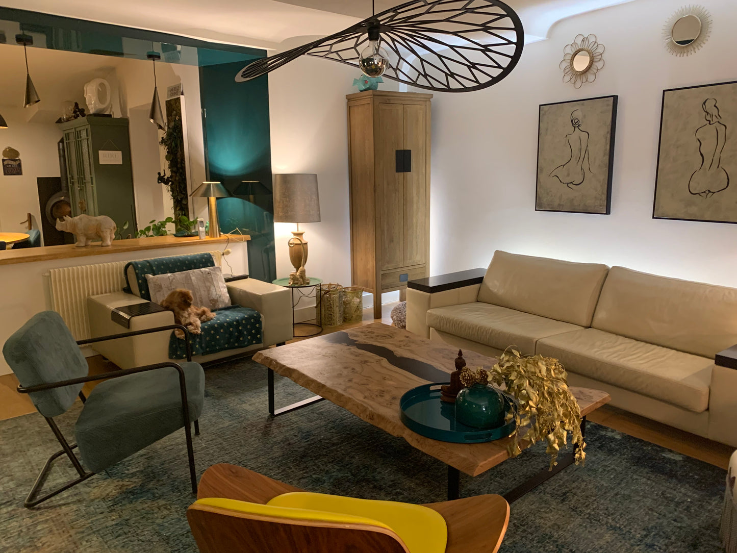 Table basse rivière (Orme)