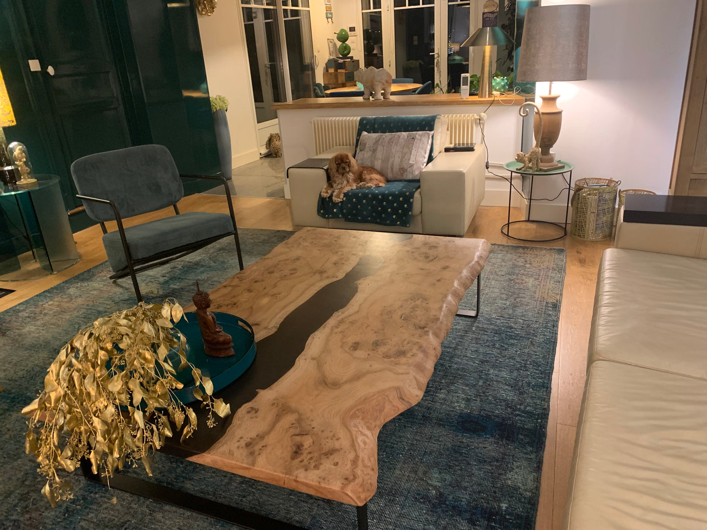 Table basse rivière (Orme)