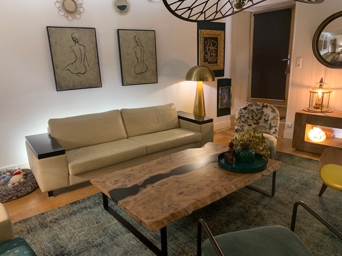 Table basse rivière (Orme)